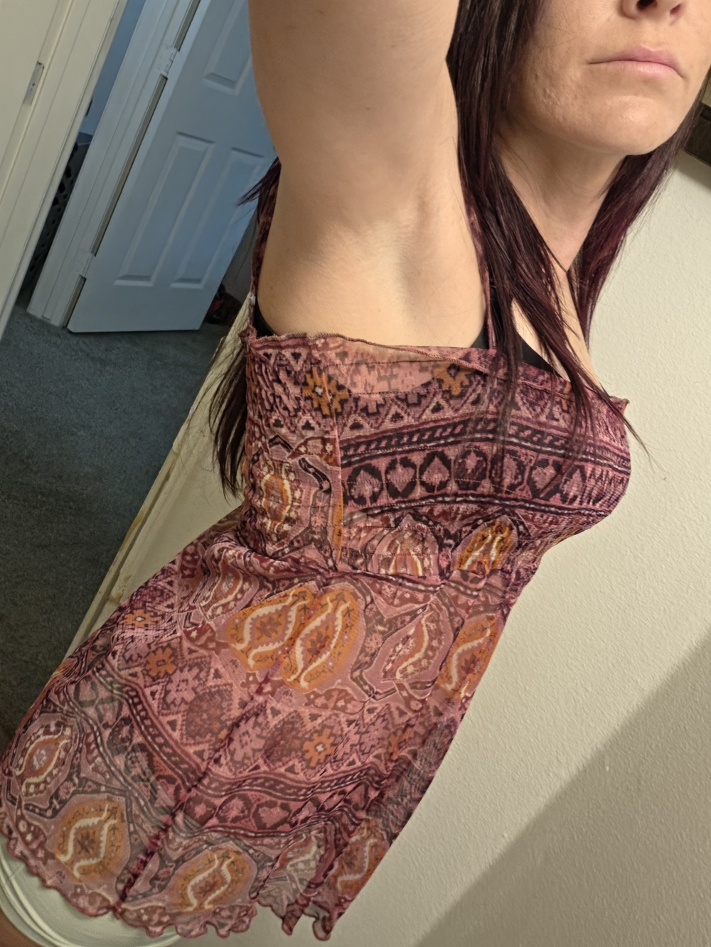 Boho Printed Strapless Pink Paisley Dress